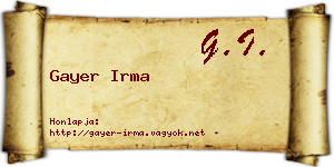 Gayer Irma névjegykártya